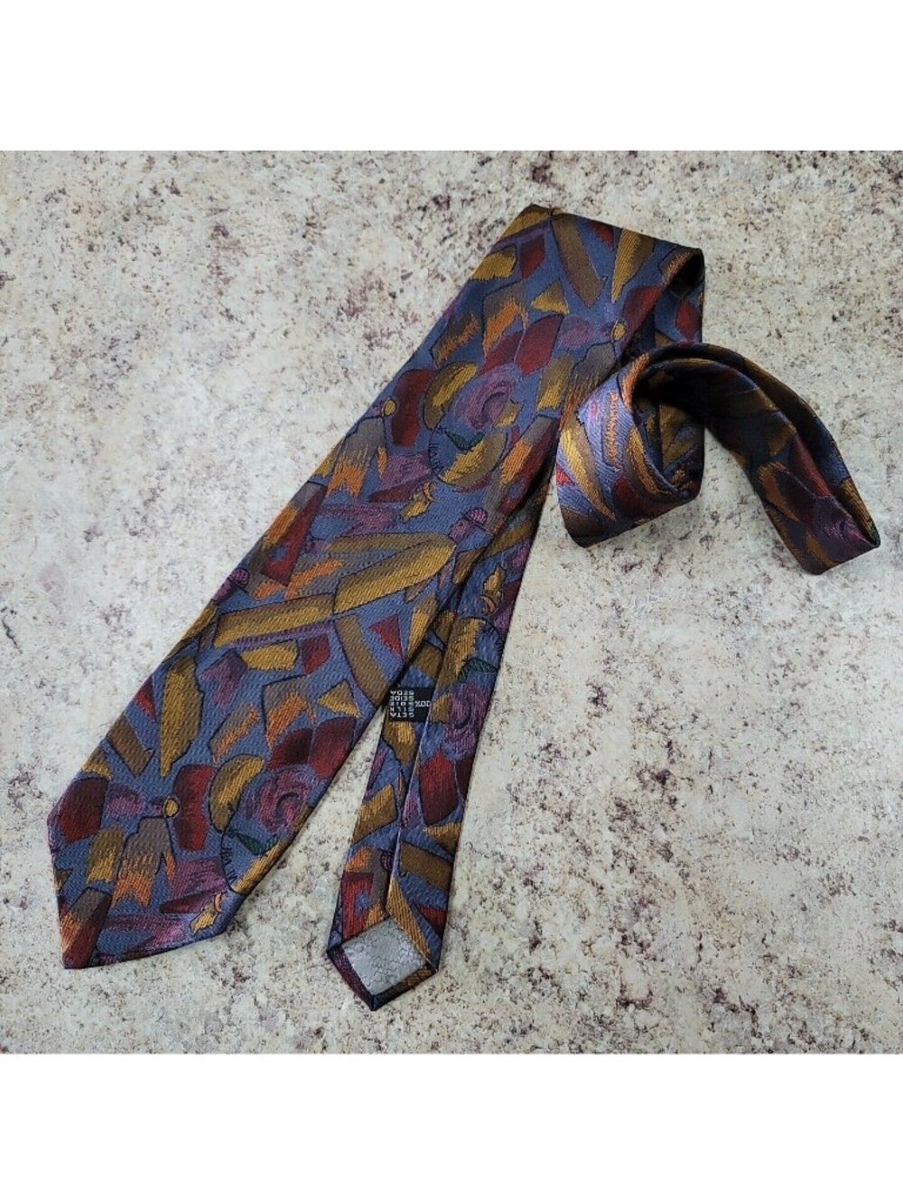 TINO COSMA 100% Seta Silk Neck Tie Made In Italy Abstract Purple Multicolor